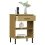 Console cabinet with metal legs made of solid brown pine wood OSLO by vidaXL, Side tables - Ref: Foro24-351000, Price: 44,52 ...