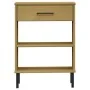 Console cabinet with metal legs made of solid brown pine wood OSLO by vidaXL, Side tables - Ref: Foro24-351000, Price: 44,52 ...