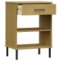 Console cabinet with metal legs made of solid brown pine wood OSLO by vidaXL, Side tables - Ref: Foro24-351000, Price: 44,52 ...