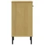Console cabinet with metal legs made of solid brown pine wood OSLO by vidaXL, Side tables - Ref: Foro24-351000, Price: 44,52 ...