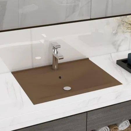 Luxury washbasin with ceramic faucet 60x46 cm matte cream by vidaXL, Sinks - Ref: Foro24-147029, Price: 74,86 €, Discount: %