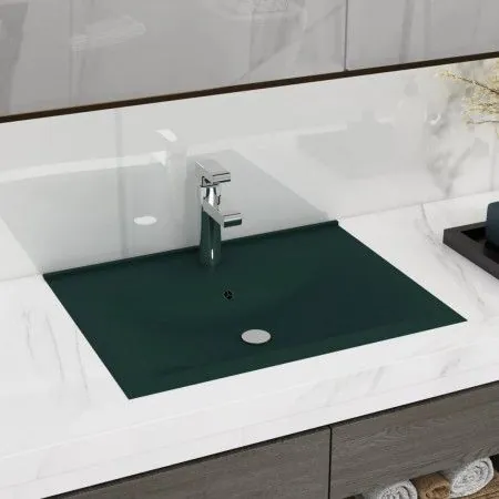 Luxury sink with dark green ceramic faucet 60x46 cm by vidaXL, Sinks - Ref: Foro24-147025, Price: 95,51 €, Discount: %