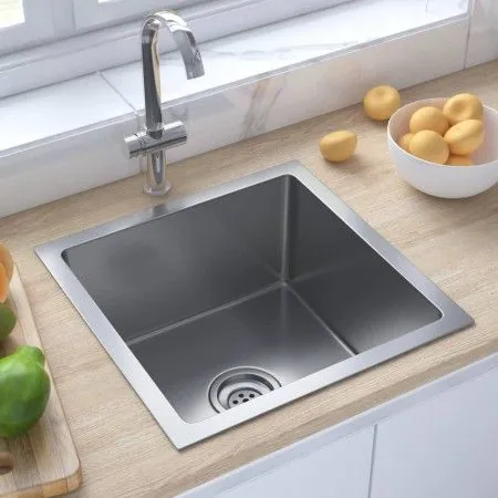 Fregadero de cocina hecho a mano acero inoxidable de vidaXL, Fregaderos - Ref: Foro24-51500, Precio: 82,34 €, Descuento: %