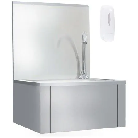 Fregadero lavamanos con grifo y dispensador de jabón acero inox de vidaXL, Fregaderos - Ref: Foro24-51114, Precio: 222,14 €, ...