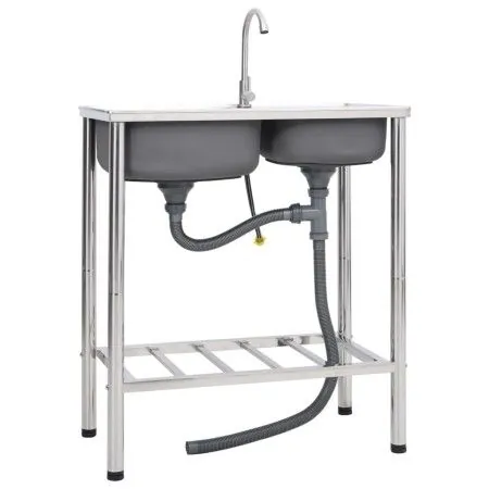 Double bowl camping sink and stainless steel faucet by vidaXL, Sinks - Ref: Foro24-151211, Price: 177,98 €, Discount: %