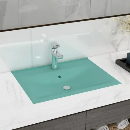 Lavabo de lujo con grifo cerámica 60x46 cm verde claro by vidaXL, Sinks - Ref: Foro24-147024, Price: 113,09 €, Discount: %
