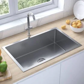 Handgefertigte Küchenspüle aus Edelstahl von vidaXL, Sinkt - Ref: Foro24-51516, Preis: 118,64 €, Rabatt: %