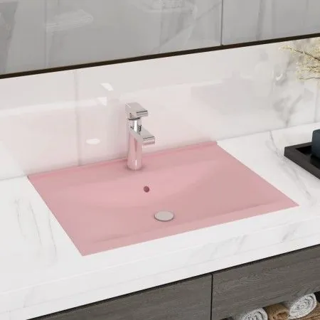 Luxury sink with ceramic faucet 60x46 cm matte pink by vidaXL, Sinks - Ref: Foro24-147021, Price: 100,95 €, Discount: %