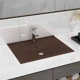 Luxury sink faucet hole dark brown ceramic 60x46 cm by vidaXL, Sinks - Ref: Foro24-147028, Price: 78,88 €, Discount: %