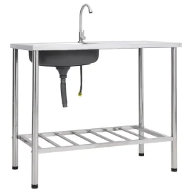 Campingspüle mit einem Becken und Wasserhahn aus Edelstahl von vidaXL, Sinkt - Ref: Foro24-151214, Preis: 206,50 €, Rabatt: %