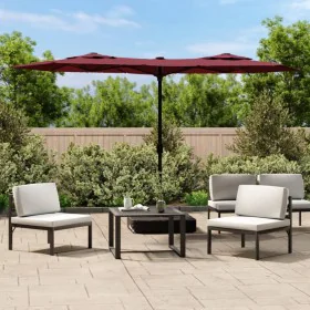 Double umbrella with red burgundy LED lights 316x240 cm by vidaXL, Umbrellas - Ref: Foro24-362973, Price: 149,77 €, Discount: %