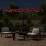 Double umbrella with red burgundy LED lights 316x240 cm by vidaXL, Umbrellas - Ref: Foro24-362973, Price: 149,77 €, Discount: %