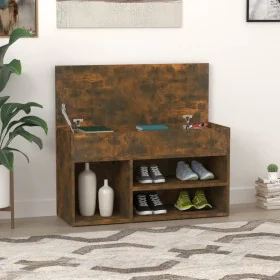 Smoked oak plywood shoe bench 80x30x45 cm by vidaXL, Shoe racks and shoe organizers - Ref: Foro24-816053, Price: 45,85 €, Dis...