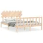 Bed frame with solid wood headboard 140x200 cm by vidaXL, Beds and slatted bases - Ref: Foro24-3193466, Price: 124,61 €, Disc...