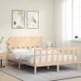 Bed frame with solid wood headboard 140x200 cm by vidaXL, Beds and slatted bases - Ref: Foro24-3193466, Price: 124,61 €, Disc...