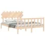 Bed frame with solid wood headboard 140x200 cm by vidaXL, Beds and slatted bases - Ref: Foro24-3193466, Price: 124,61 €, Disc...