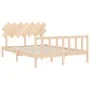 Bed frame with solid wood headboard 140x200 cm by vidaXL, Beds and slatted bases - Ref: Foro24-3193466, Price: 124,61 €, Disc...