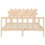 Bed frame with solid wood headboard 140x200 cm by vidaXL, Beds and slatted bases - Ref: Foro24-3193466, Price: 124,61 €, Disc...