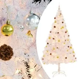 Árbol de Navidad artificial con bolas y luces LED blanco 210 cm de vidaXL, Arboles de navidad - Ref: Foro24-321504, Precio: 7...