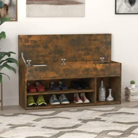 Smoked oak plywood shoe bench 105x30x45 cm by vidaXL, Shoe racks and shoe organizers - Ref: Foro24-816056, Price: 57,93 €, Di...
