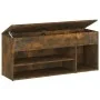Banco zapatero madera contrachapada roble ahumado 105x30x45 cm de vidaXL, Zapateros y organizadores de calzado - Ref: Foro24-...