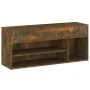 Banco zapatero madera contrachapada roble ahumado 105x30x45 cm de vidaXL, Zapateros y organizadores de calzado - Ref: Foro24-...
