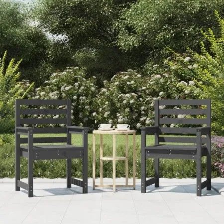 Gartenstühle 2 Stück massives Kiefernholz grau 60x48x91 cm von vidaXL, Gartenstühle - Ref: Foro24-824055, Preis: 91,09 €, Rab...