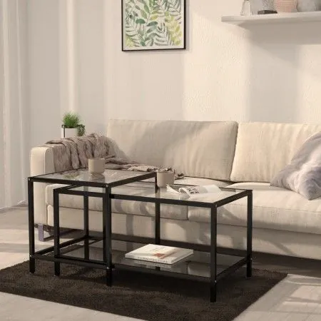 2-piece black tempered glass coffee table by vidaXL, Side tables - Ref: Foro24-331614, Price: 109,82 €, Discount: %