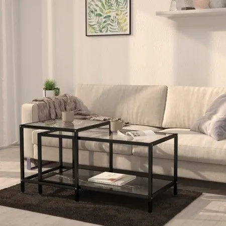 Center table 2 pieces black tempered glass by vidaXL, Side tables - Ref: Foro24-331615, Price: 111,91 €, Discount: %
