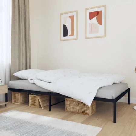 Estructura de cama de metal negro 100x200 cm de vidaXL, Camas y somieres - Ref: Foro24-350841, Precio: 65,80 €, Descuento: %
