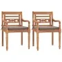 Batavia chairs 2 units solid teak wood with dark gray cushions by vidaXL, Garden chairs - Ref: Foro24-316029, Price: 257,57 €...