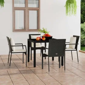 Garden chairs with cushions, 4 units, black synthetic rattan by vidaXL, Garden sets - Ref: Foro24-319879, Price: 293,26 €, Di...