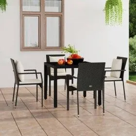 Gartenstühle mit Kissen 4 Einheiten synthetisches Rattan schwarz von vidaXL, Gartensets - Ref: Foro24-319879, Preis: 293,26 €...