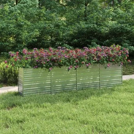 Silver galvanized steel flower bed 320x40x77 cm by vidaXL, Pots and planters - Ref: Foro24-316891, Price: 96,82 €, Discount: %