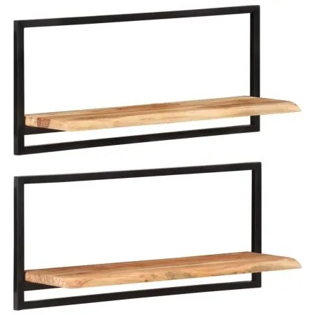 Wall shelves 2 units solid acacia wood 80x25x35 cm by vidaXL, Shelves and shelves - Ref: Foro24-338458, Price: 77,40 €, Disco...