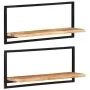 Wall shelves 2 units solid acacia wood 80x25x35 cm by vidaXL, Shelves and shelves - Ref: Foro24-338458, Price: 77,40 €, Disco...
