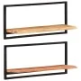 Wall shelves 2 units solid acacia wood 80x25x35 cm by vidaXL, Shelves and shelves - Ref: Foro24-338458, Price: 77,40 €, Disco...