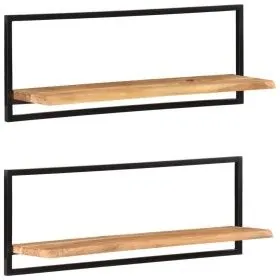 Wandregale 2 Stück massives Akazienholz 100x24x35 cm von vidaXL, Regale und Regale - Ref: Foro24-338457, Preis: 87,88 €, Raba...