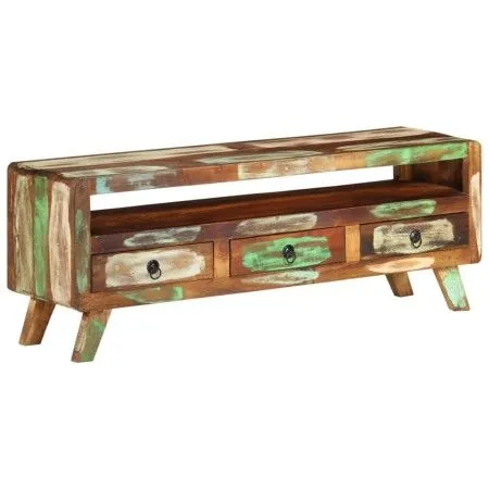 TV-Möbel aus massivem recyceltem Holz, mehrfarbig, 110x30x40 cm von vidaXL, TV-Möbel - Ref: Foro24-337063, Preis: 128,42 €, R...