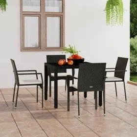 Sillas de jardín con cojines 4 unidades ratán sintético negro de vidaXL, Sillas de jardín - Ref: Foro24-319883, Precio: 253,9...