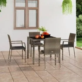 Sillas de jardín con cojines 4 unidades ratán sintético gris de vidaXL, Sillas de jardín - Ref: Foro24-319884, Precio: 225,94...
