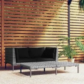 Garden furniture 3 pieces semicircular synthetic rattan dark gray by vidaXL, Modular outdoor sofas - Ref: Foro24-318606, Pric...