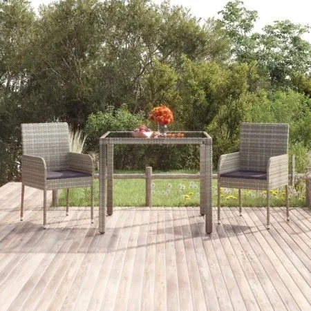 Gartenstühle mit Kissen 2 Einheiten graues synthetisches Rattan von vidaXL, Gartenstühle - Ref: Foro24-319886, Preis: 88,08 €...