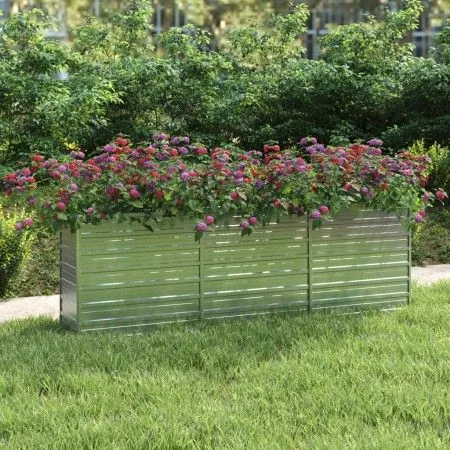 Silver galvanized steel flower bed 240x40x77 cm by vidaXL, Pots and planters - Ref: Foro24-316887, Price: 76,63 €, Discount: %