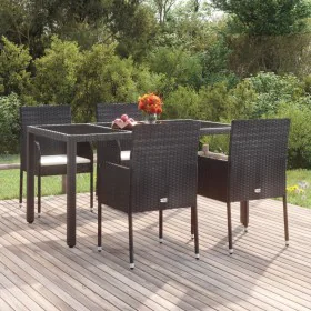 Garden chairs with cushions, 4 units, black synthetic rattan by vidaXL, Garden chairs - Ref: Foro24-319887, Price: 227,54 €, ...