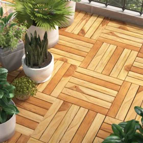 Terrace tiles 10 pcs solid teak wood vertical pattern by vidaXL, Floors and carpets - Ref: Foro24-319981, Price: 87,70 €, Dis...