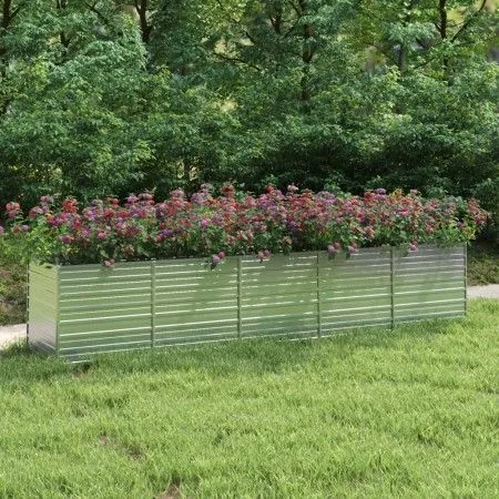 Arriate de acero galvanizado plateado 400x80x77 cm de vidaXL, Maceteros y jardineras - Ref: Foro24-316900, Precio: 112,98 €, ...