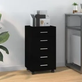 Black plywood chest of drawers with wheels by vidaXL, Lockers and storage cabinets - Ref: Foro24-342671, Price: 125,89 €, Dis...