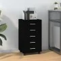 Schwarze Kommode aus Sperrholz mit Rollen von vidaXL, Schließfächer und Lagerschränke - Ref: Foro24-342671, Preis: 134,01 €, ...