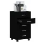 Schwarze Kommode aus Sperrholz mit Rollen von vidaXL, Schließfächer und Lagerschränke - Ref: Foro24-342671, Preis: 134,01 €, ...